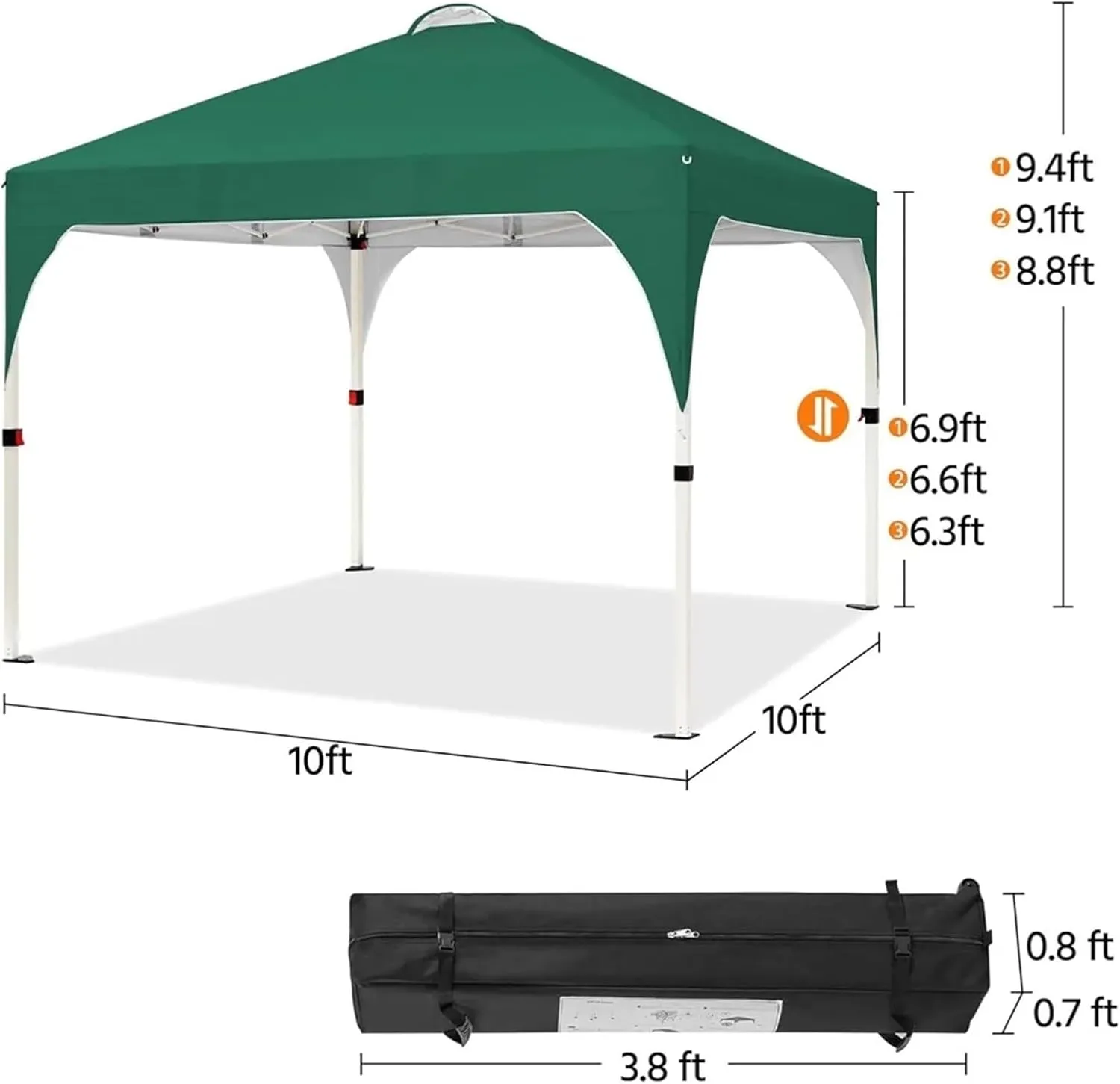 Outdoor Pop Up Tent 10x10 Pop Up Canopy Tent with Vent, Easy Set Up Tent, Instant Sun Shelter Canopy with Wheeled Bag, 4 Sandbags, 12 Stakes(Color3)