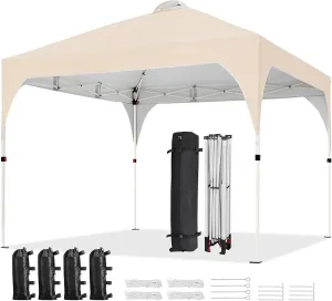 Outdoor Pop Up Tent 10x10 Pop Up Canopy Tent with Vent, Easy Set Up Tent, Instant Sun Shelter Canopy with Wheeled Bag, 4 Sandbags, 12 Stakes(Color3)