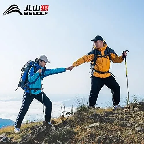 Outdoor Ultra-Light Folding Trekking Poles Aluminum Alloy Telescopic Straight Handle/T Handle Crutches Trekking Sticks Trekking Sticks (Yellow T)