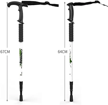 Outdoor Ultra-Light Folding Trekking Poles Aluminum Alloy Telescopic Straight Handle/T Handle Crutches Trekking Sticks Trekking Sticks (Yellow T)