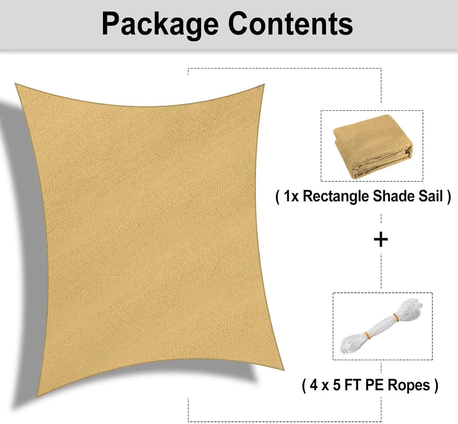 OutdoorLines Rectangle Sun Shade Sails for Patios 10 x 13 ft Sun UV Blocking Outdoor Canopy, Sunshades for Backyard, Lawn and Garden and All Outdoor Activities, Sand