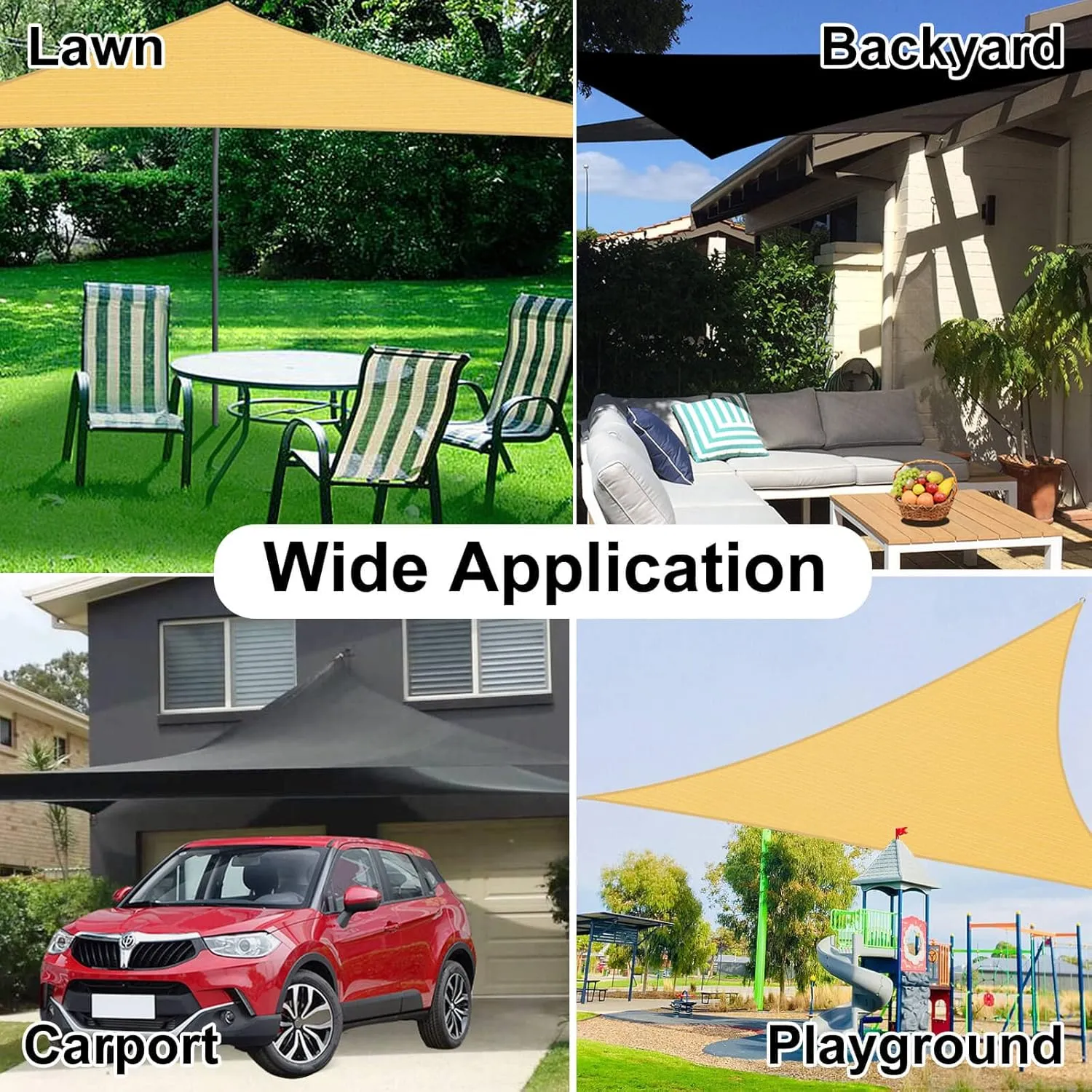 OutdoorLines Rectangle Sun Shade Sails for Patios 10 x 13 ft Sun UV Blocking Outdoor Canopy, Sunshades for Backyard, Lawn and Garden and All Outdoor Activities, Sand
