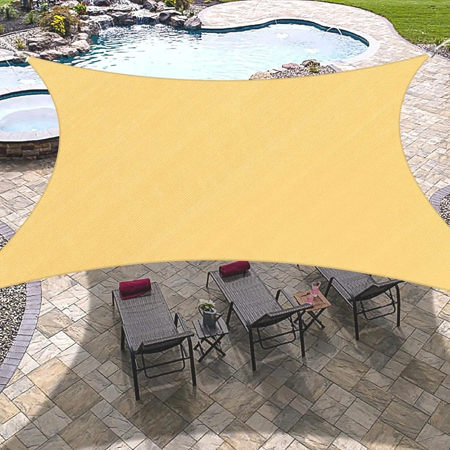 OutdoorLines Rectangle Sun Shade Sails for Patios 10 x 13 ft Sun UV Blocking Outdoor Canopy, Sunshades for Backyard, Lawn and Garden and All Outdoor Activities, Sand