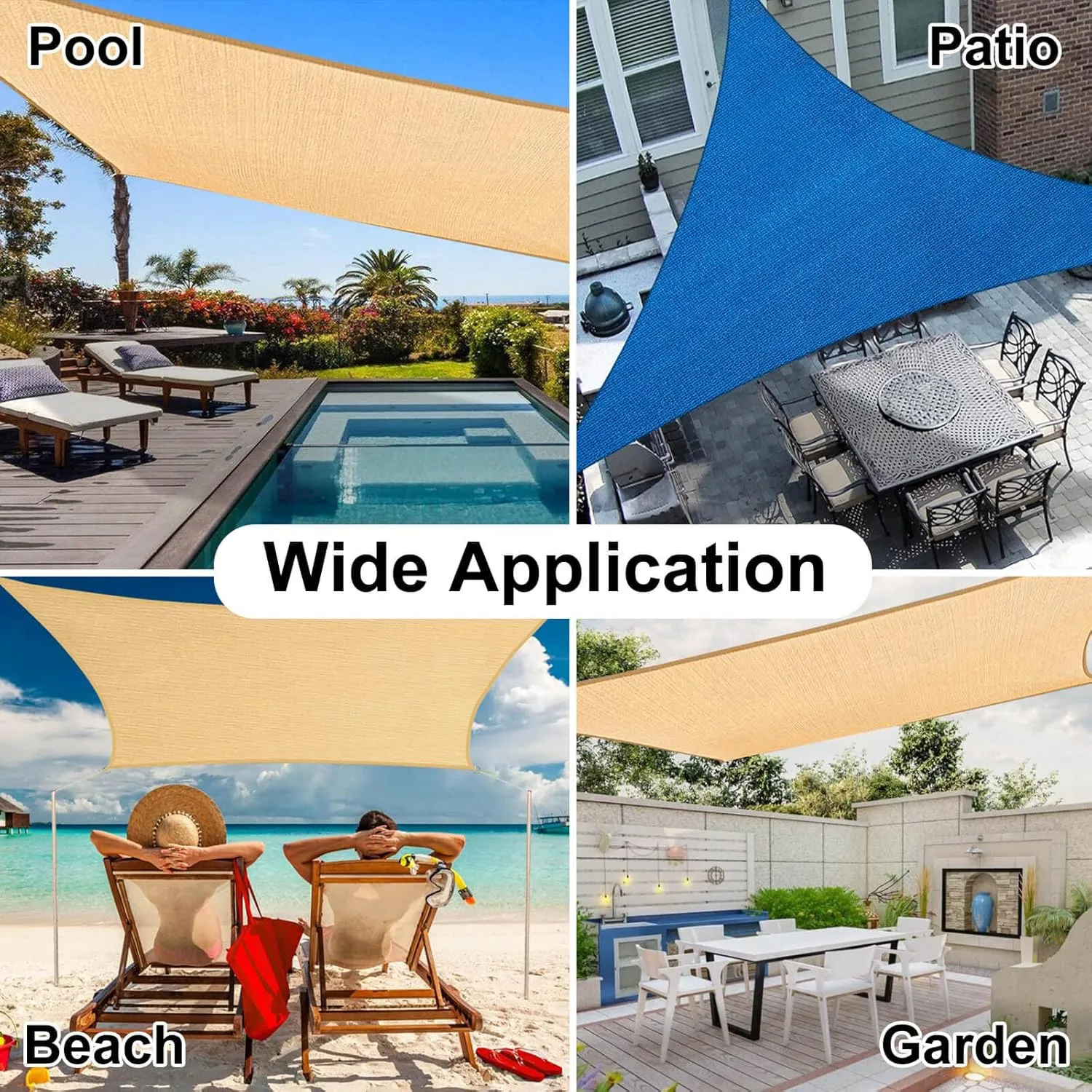 OutdoorLines Rectangle Sun Shade Sails for Patios 10 x 13 ft Sun UV Blocking Outdoor Canopy, Sunshades for Backyard, Lawn and Garden and All Outdoor Activities, Sand