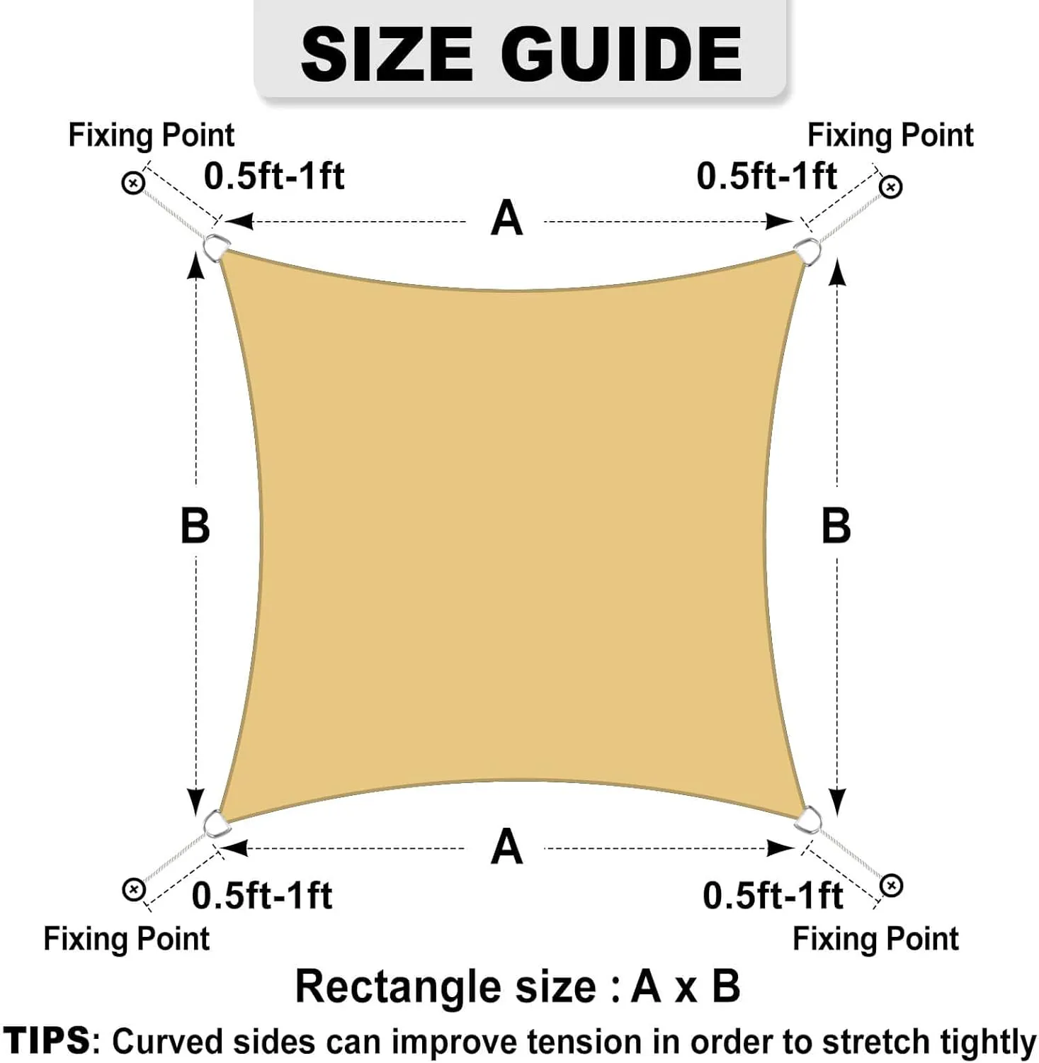 OutdoorLines Rectangle Sun Shade Sails for Patios 10 x 13 ft Sun UV Blocking Outdoor Canopy, Sunshades for Backyard, Lawn and Garden and All Outdoor Activities, Sand