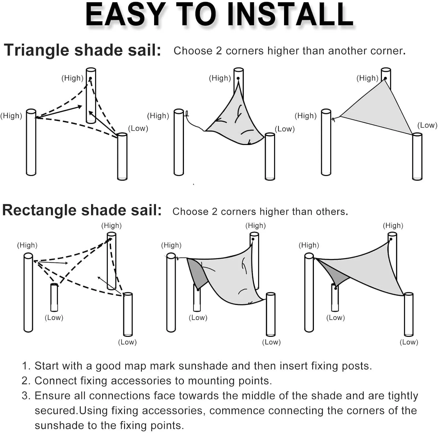 OutdoorLines Rectangle Sun Shade Sails for Patios 10 x 13 ft Sun UV Blocking Outdoor Canopy, Sunshades for Backyard, Lawn and Garden and All Outdoor Activities, Sand