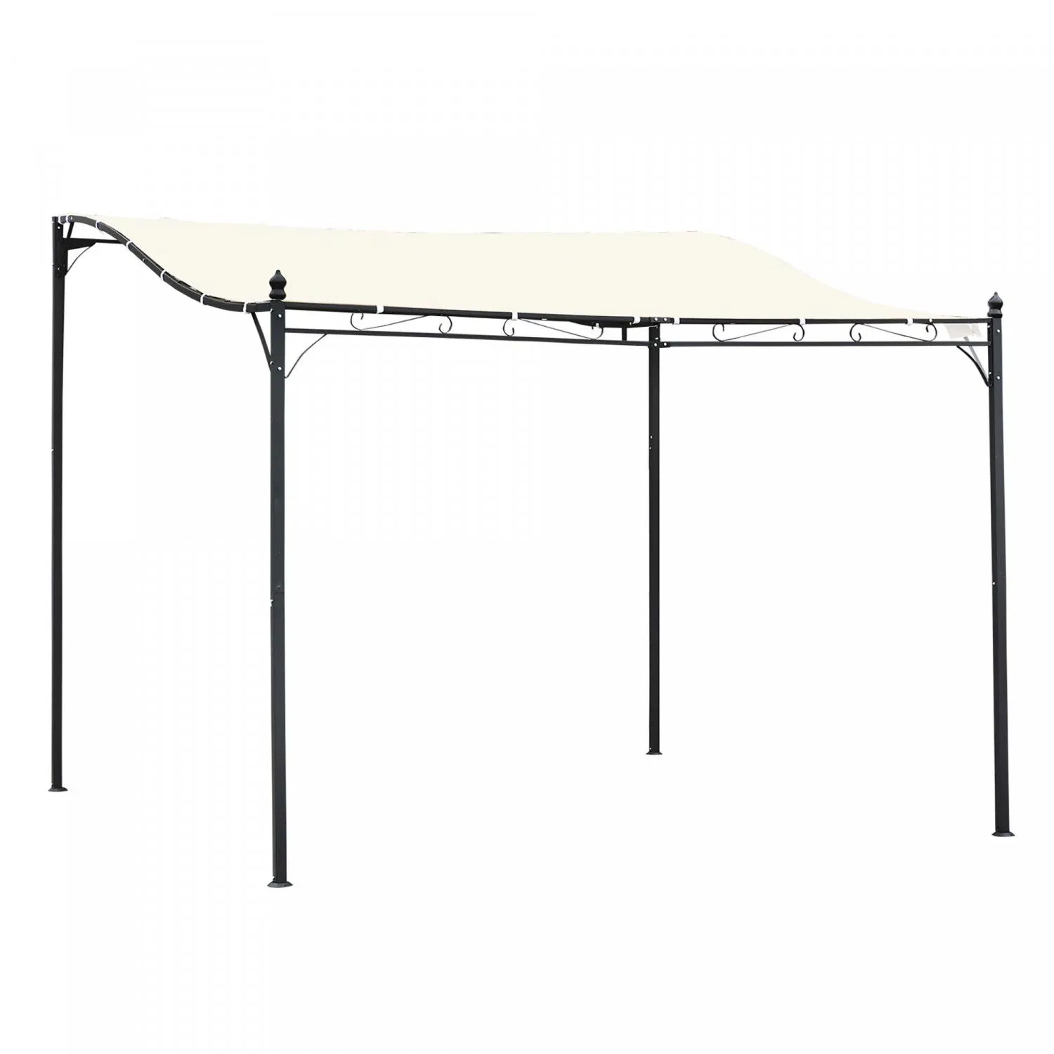 Outsunny 10'x10' Steel Gazebo Canopy Patio Outdoor Portable Sun Shelter Door Porch Cover Cream White|Outsunny 10'x10' Gazebo En Acier Auvent Patio Exterieur Portable Abri Soleil Porte Porche Couverture