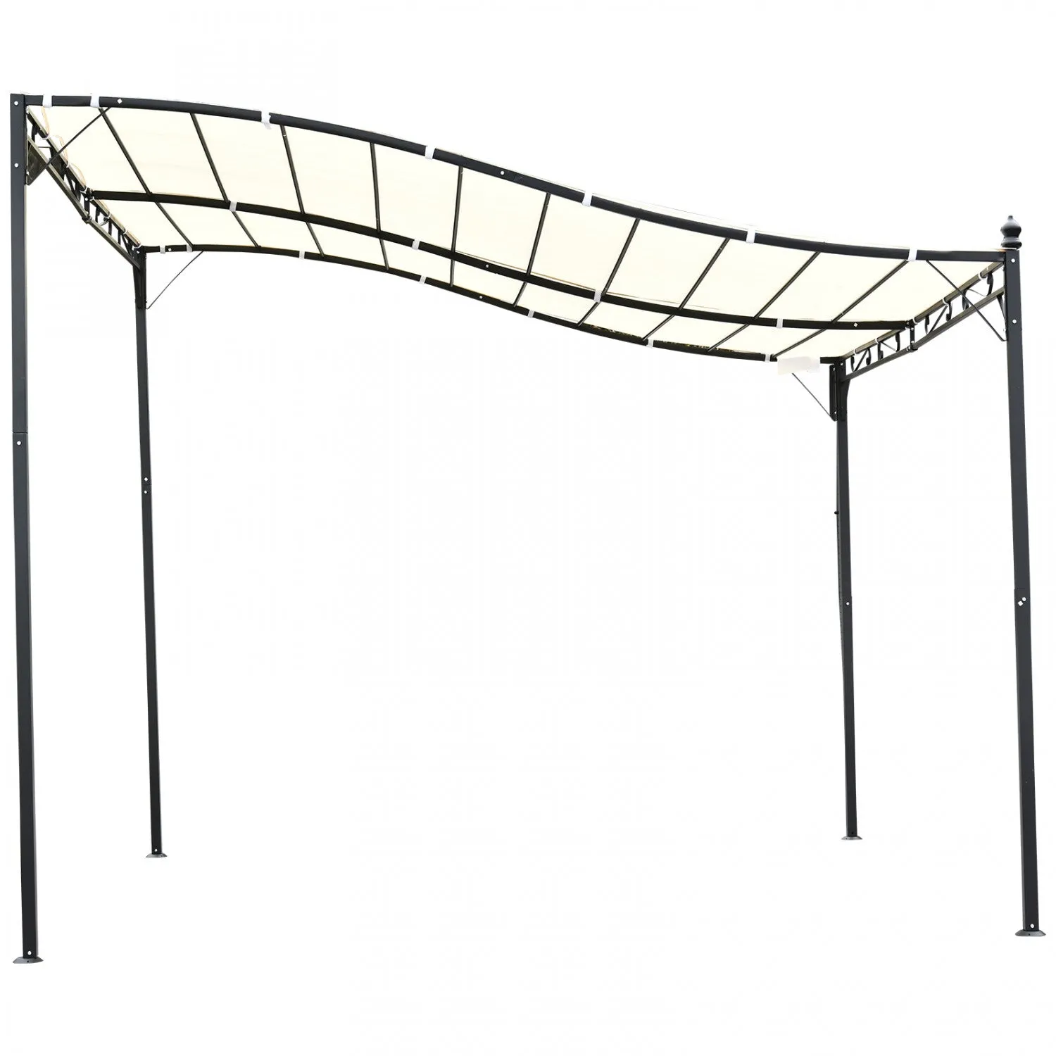 Outsunny 10'x10' Steel Gazebo Canopy Patio Outdoor Portable Sun Shelter Door Porch Cover Cream White|Outsunny 10'x10' Gazebo En Acier Auvent Patio Exterieur Portable Abri Soleil Porte Porche Couverture