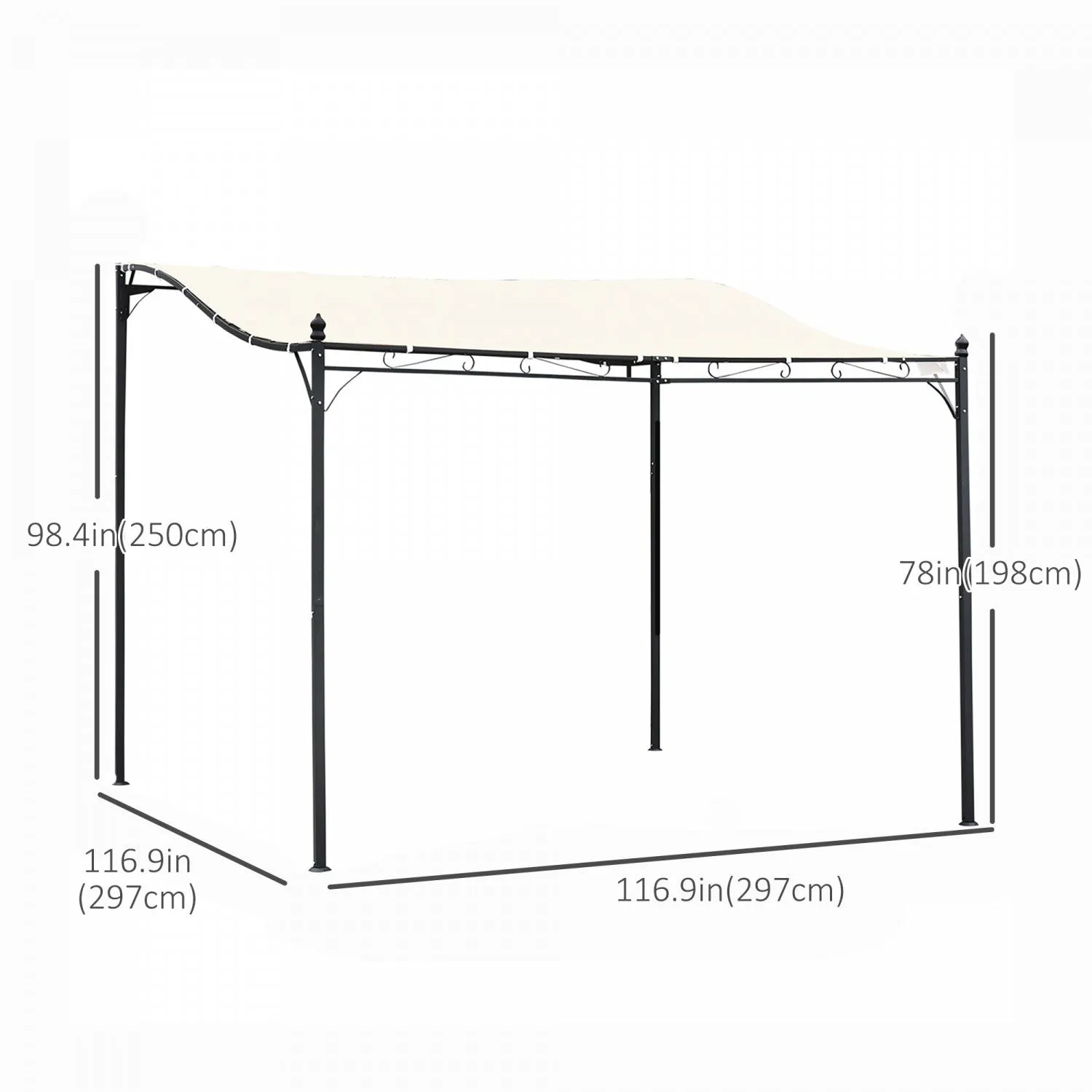 Outsunny 10'x10' Steel Gazebo Canopy Patio Outdoor Portable Sun Shelter Door Porch Cover Cream White|Outsunny 10'x10' Gazebo En Acier Auvent Patio Exterieur Portable Abri Soleil Porte Porche Couverture