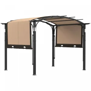 Outsunny 9.5' X 11' Outdoor Pergola With Retractable Canopy And LED Lights|Outsunny Pergola 9,5' X 11' Avec Auvent Retractable Et Lumieres LED