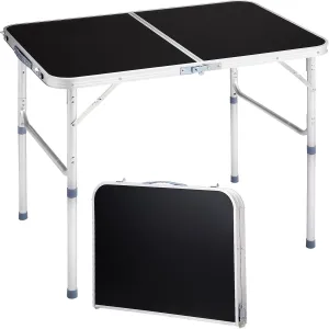 Outvita 3ft Portable Folding Camping Table, Outdoor Waterproof Adjustable Height Table, Aluminum Lightweight Suitcase Foldable Table for Picnic BBQ Beach Dining