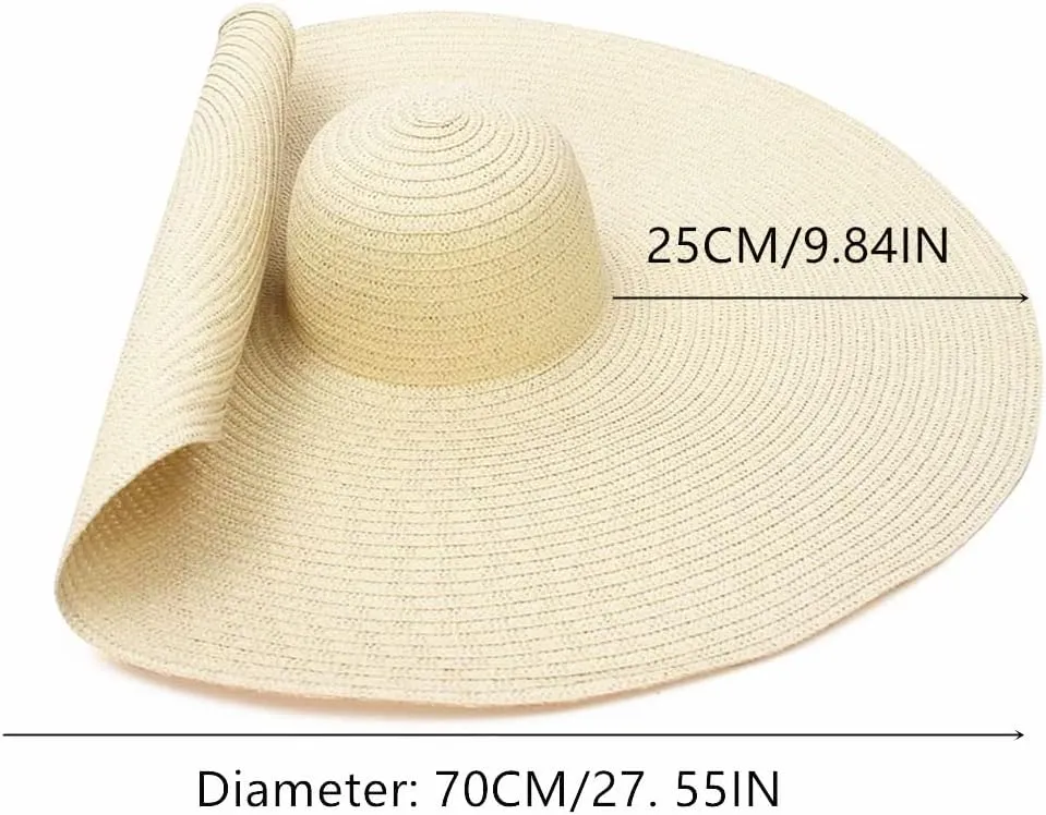 Oversized Beach Straw Hats for Women Floppy, Extra Large Sun Visor Hat Wide Brim Summer Roll Up Big Beach Hat Women Foldable