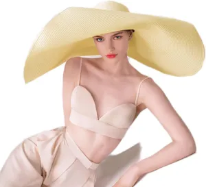 Oversized Beach Straw Hats for Women Floppy, Extra Large Sun Visor Hat Wide Brim Summer Roll Up Big Beach Hat Women Foldable
