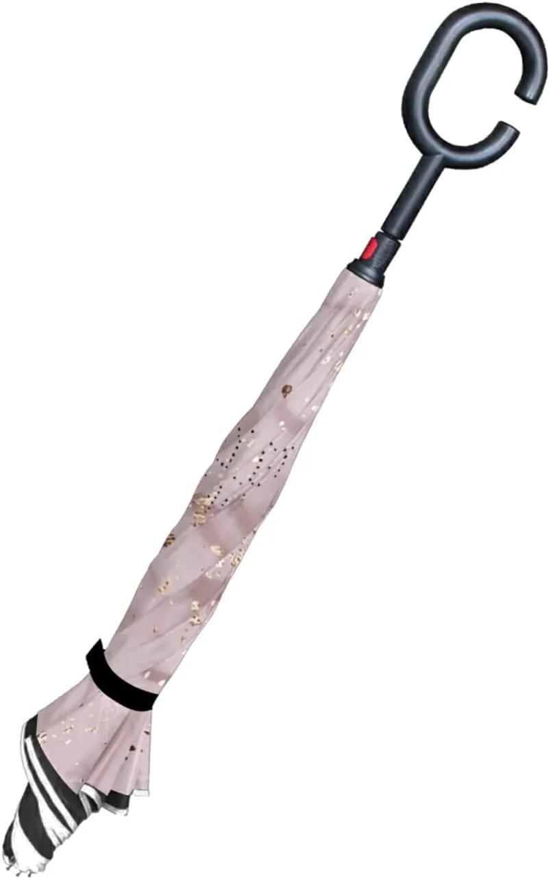 Oyihfvs Double Layer Inverted Umbrella, With C-Shaped Handle Windproof UV Proof Durable Parasol, For Men Women Outdoor Folding Rain Sun