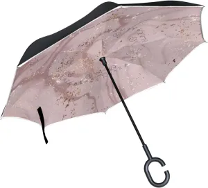 Oyihfvs Double Layer Inverted Umbrella, With C-Shaped Handle Windproof UV Proof Durable Parasol, For Men Women Outdoor Folding Rain Sun