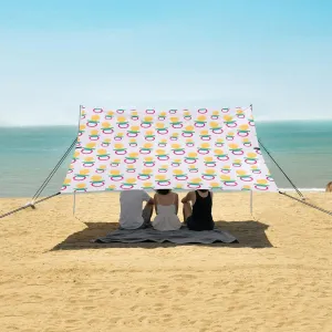 Pacifier Seamless Pattern Beach Camping Tent Sun Shelter for Whole Family, Beach Shade Canopy with UPF50  UV Protection,Easy Set Up and Carry,Outdoor Shade for Trips, Fishing, Backyard Fun Picn