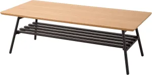 Palette Life Folding Legs Coffee Center Table with Removable Shelf, W41.34 x D18.90 x H13.39 Inches, Natural Oak Table Top and Steel Legs, Natural, 504NA-FTB