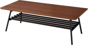 Palette Life Folding Legs Coffee Center Table with Removable Shelf, W41.34 x D18.90 x H13.39 Inches, Natural Walnut Table Top and Steel Legs, Brown, 504BR-FTB