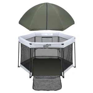 Pamo Babe Travel Playpen with Sun Protection Canopy - Play Yard for Babies and Toddlers - Baby Tent with Zipper Door