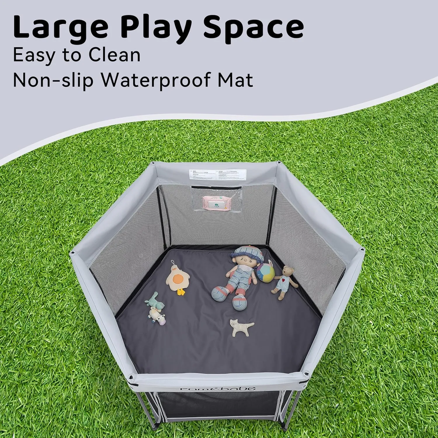 Pamo Babe Travel Playpen with Sun Protection Canopy - Play Yard for Babies and Toddlers - Baby Tent with Zipper Door