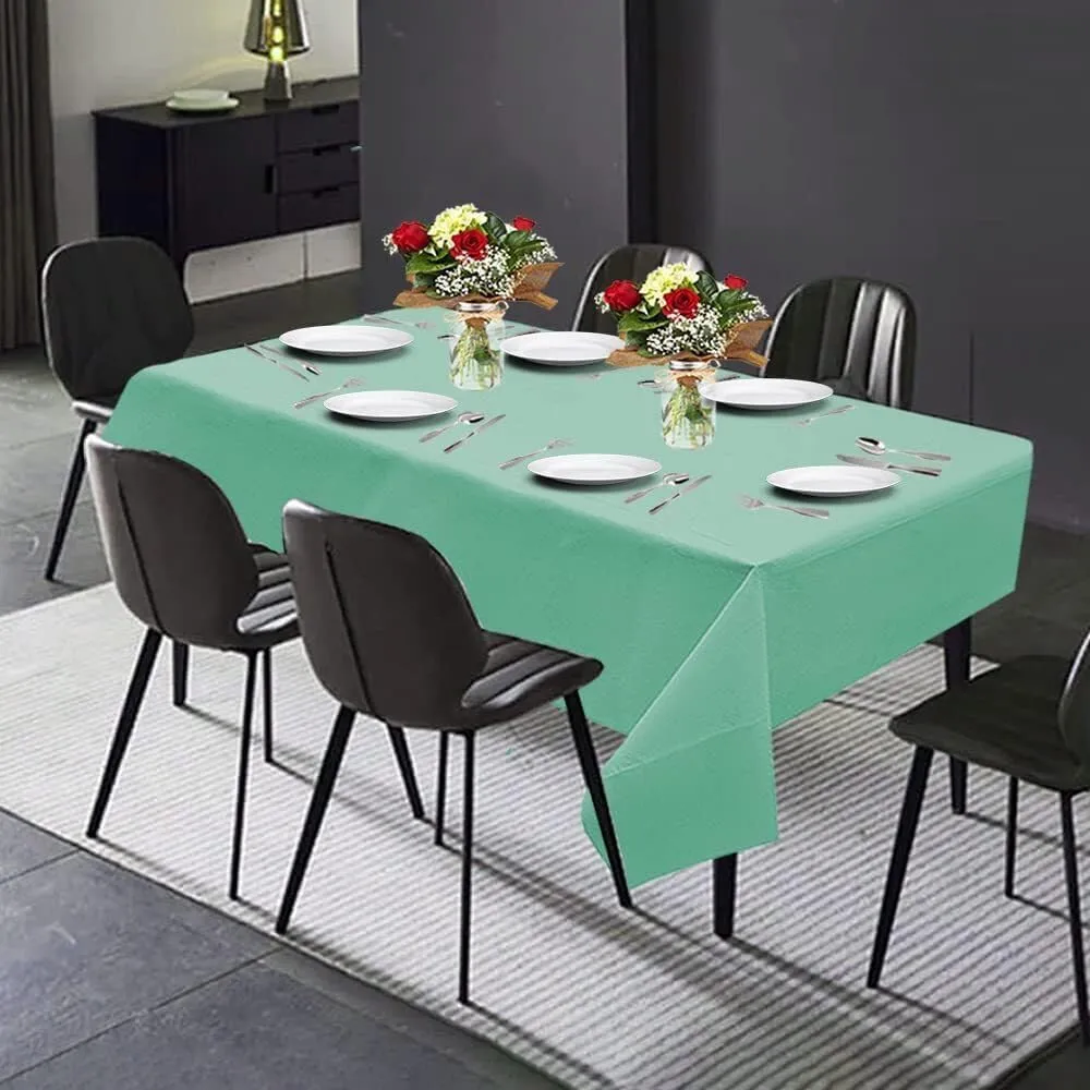 PARTY BARGAINS 5 Disposable Table Covers - 54" X 54" Mint Green Table Cover, 3 Ply Paper & Plastic Tablecloth