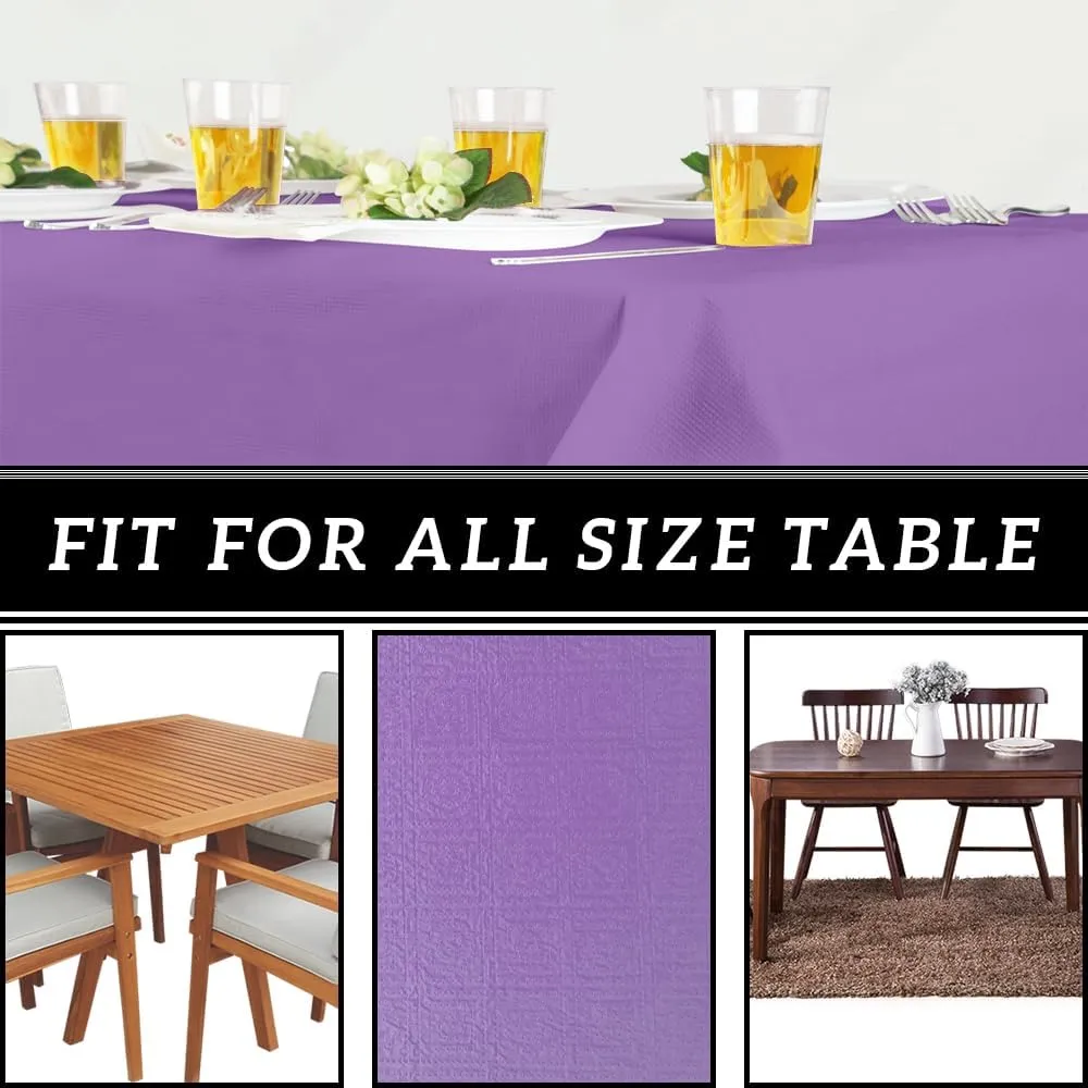 PARTY BARGAINS 5 Disposable Table Covers - 54" X 54" Purple Table Cover, 3 Ply Paper & Plastic Tablecloth