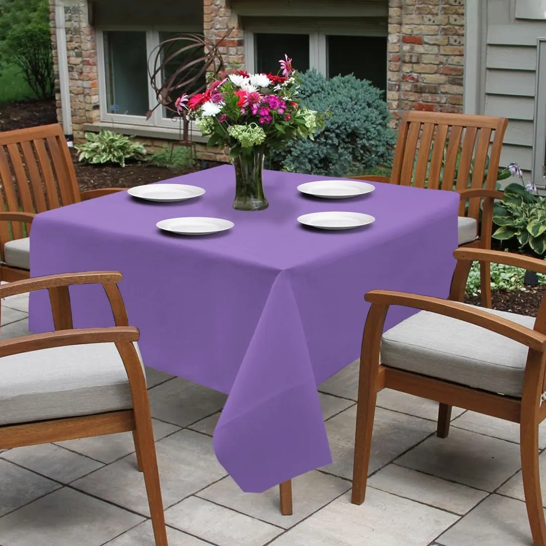 PARTY BARGAINS 5 Disposable Table Covers - 54" X 54" Purple Table Cover, 3 Ply Paper & Plastic Tablecloth