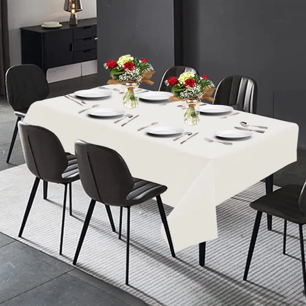 PARTY BARGAINS 5 Disposable Table Covers - 54" X 54" White Table Cover, 3 Ply Paper & Plastic Tablecloth