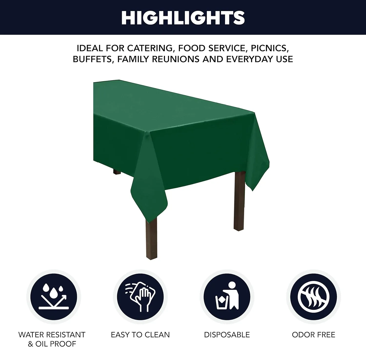 Party Essentials Heavy Duty Plastic Banquet Table Roll Available in 27 Colors, 40" x 150', Hunter Green