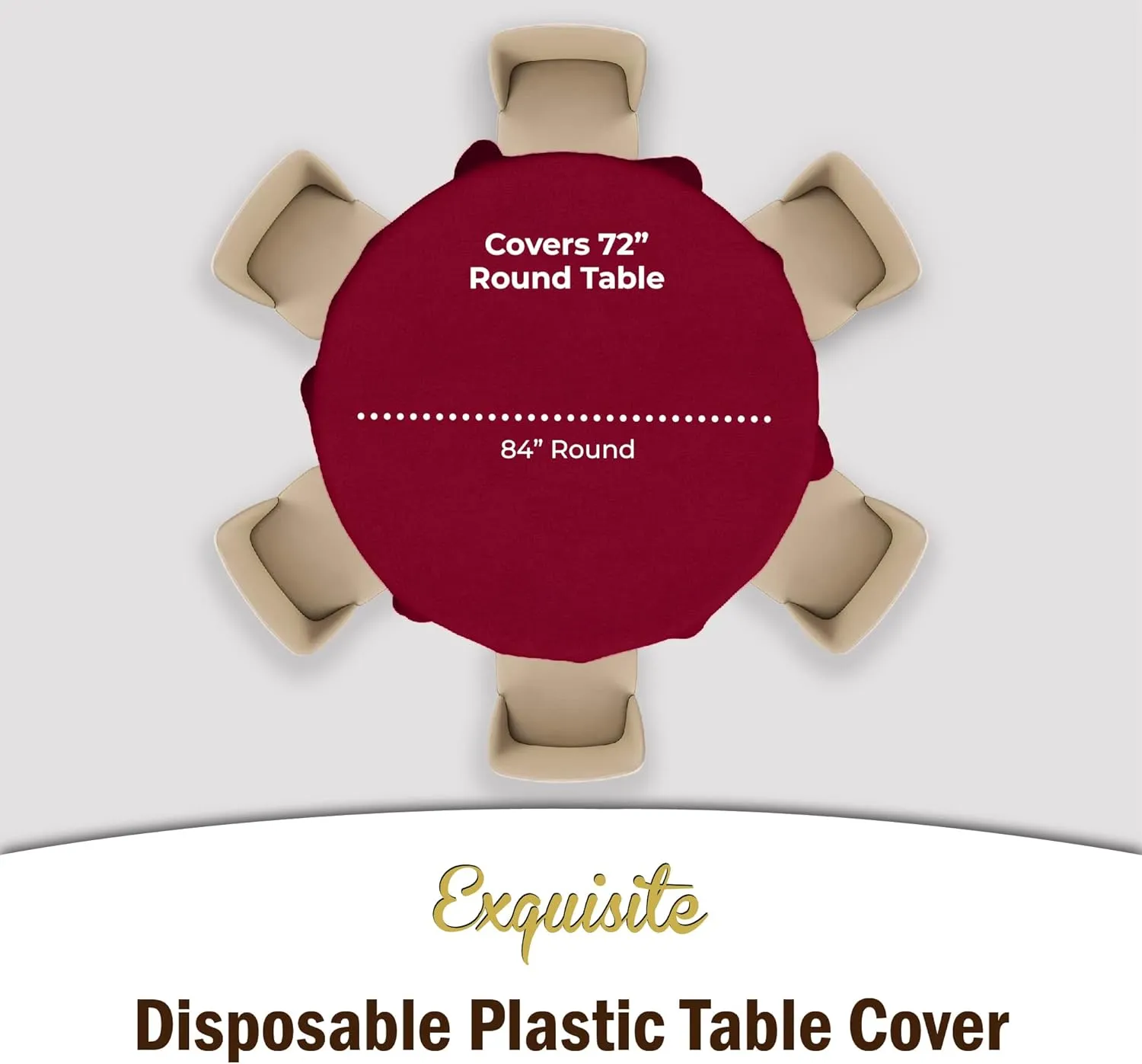 Party Solids 12-Pack Premium Plastic 84-Inch Round Tablecloth, Burgundy