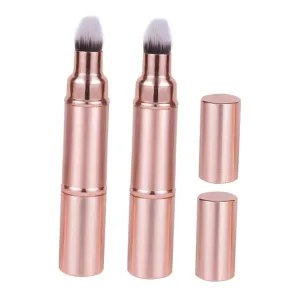 PartyKindom Mini Travel Makeup Brush Kit Double-sided Foundation Blush Brush Holder Lid for On-the-go