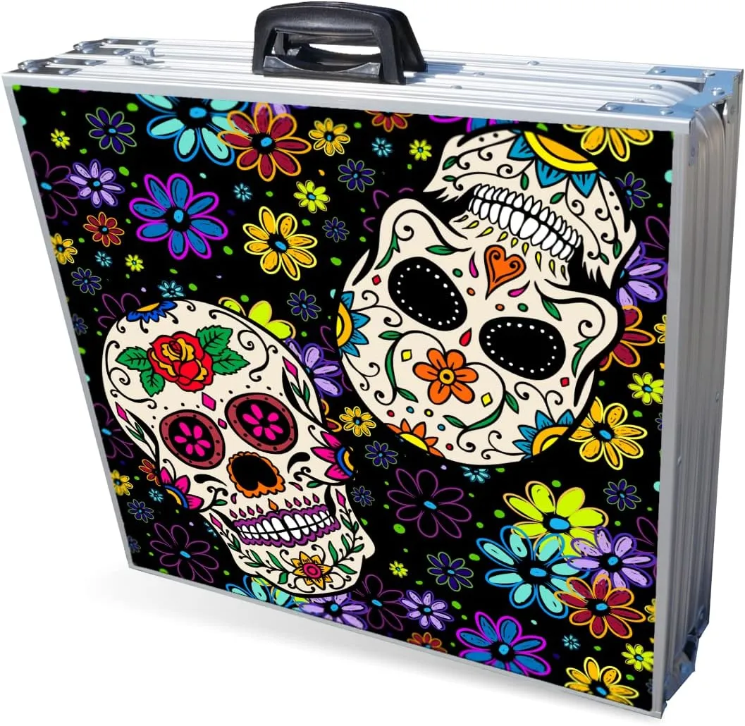 PARTYPONG 8-Foot Folding Beer Pong Table - Dia de Los Muertos Edition (Base Model)