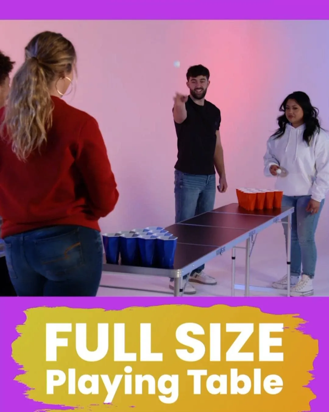 PARTYPONG 8-Foot Folding Beer Pong Table - Oh Canada Edition (Base Model)