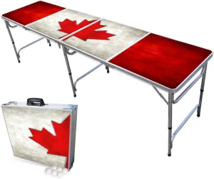 PARTYPONG 8-Foot Folding Beer Pong Table - Oh Canada Edition (Base Model)