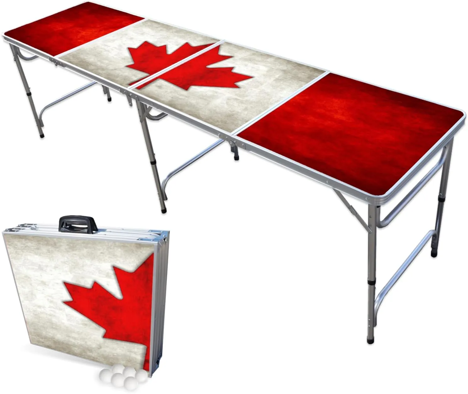 PARTYPONG 8-Foot Folding Beer Pong Table - Oh Canada Edition (Base Model)