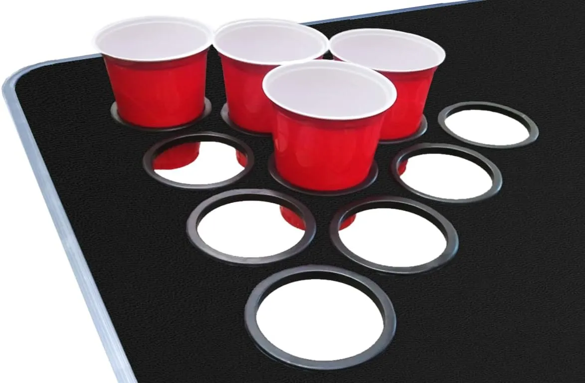 PARTYPONG 8-Foot Folding Beer Pong Table w/Cup Holes & LED Lights - Hockey Rink Edition