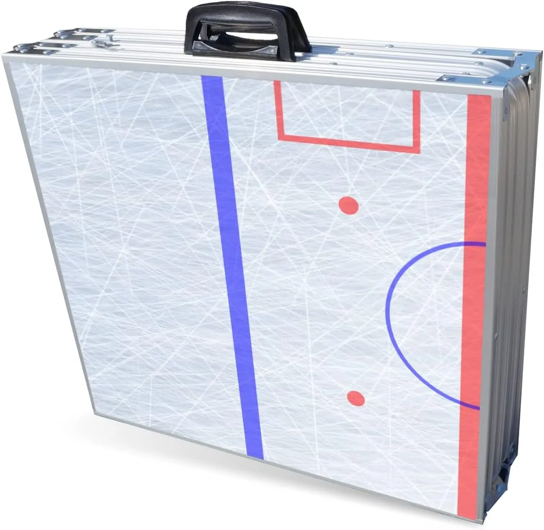 PARTYPONG 8-Foot Folding Beer Pong Table w/Cup Holes & LED Lights - Hockey Rink Edition