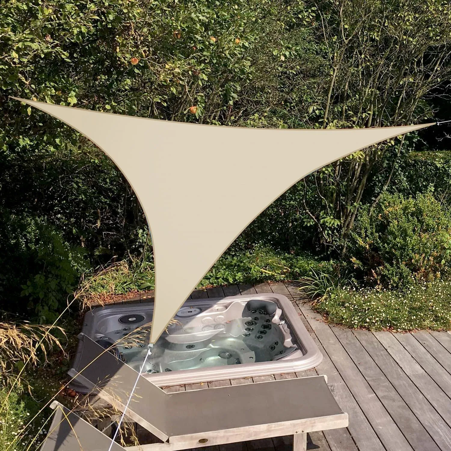 Patio Paradise 10' x 10' x 10' Waterproof Sun Shade Sail Triangle, Beige Shade Canopy 95% UV Block Shade Cloth for Patio Cover Garden Backyard Deck Awning (Customized)