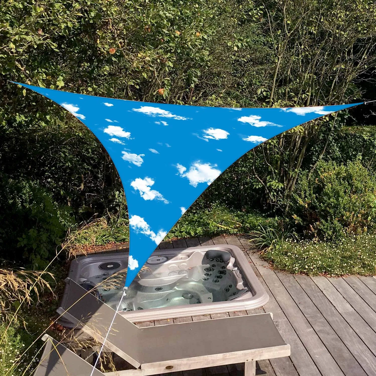 Patio Paradise 11' x 11' x 11' Waterproof Sun Shade Sail Triangle, Sky Blue Shade Canopy 95% UV Block Shade Cloth for Patio Cover Garden Backyard Deck Awning (Customized)