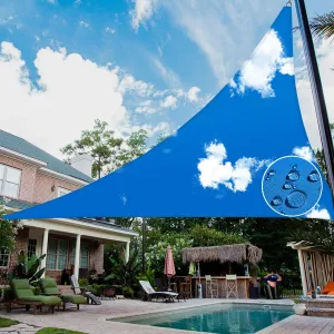 Patio Paradise 11' x 11' x 11' Waterproof Sun Shade Sail Triangle, Sky Blue Shade Canopy 95% UV Block Shade Cloth for Patio Cover Garden Backyard Deck Awning (Customized)