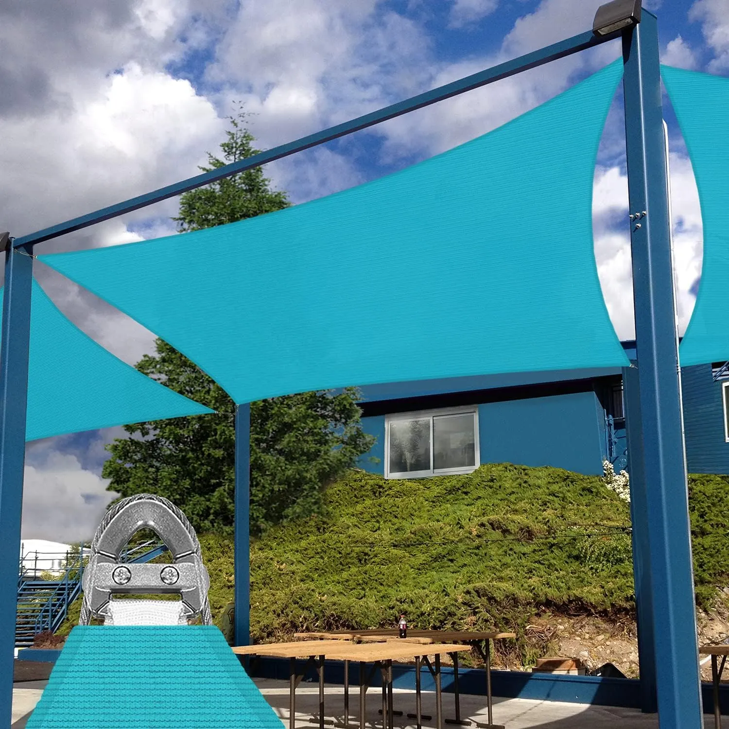 Patio Paradise 20' x 24' Shade Sail Rectangle Sun Canopy with Super A-Ring, UV Block Shade Fabric Heavy Duty Customized Patio Cover for Deck Backyard Outdoor, Commercial Grade, Turquoise