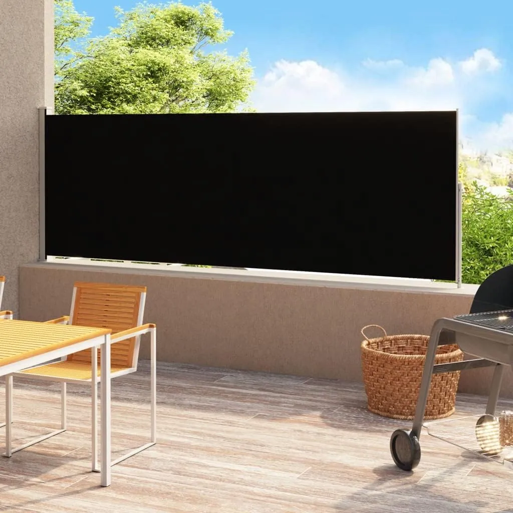 Patio Retractable Side Awning 78.7"x196.9" Black Retractable Privacy Screen, UV-Proof Retractable Side Awning, Weather-Resistant Privacy Divider for Outdoor, Balcony, Deck