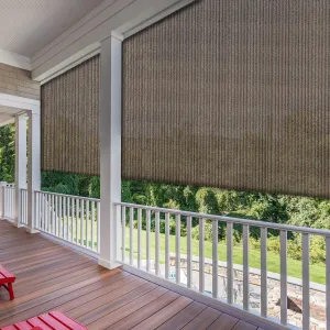 Patio Shades Roll Up Outdoor Exterior Roll Up Blinds for Patio Yard Deck Porch Balcony Backyard 8' W X 6' L Brown