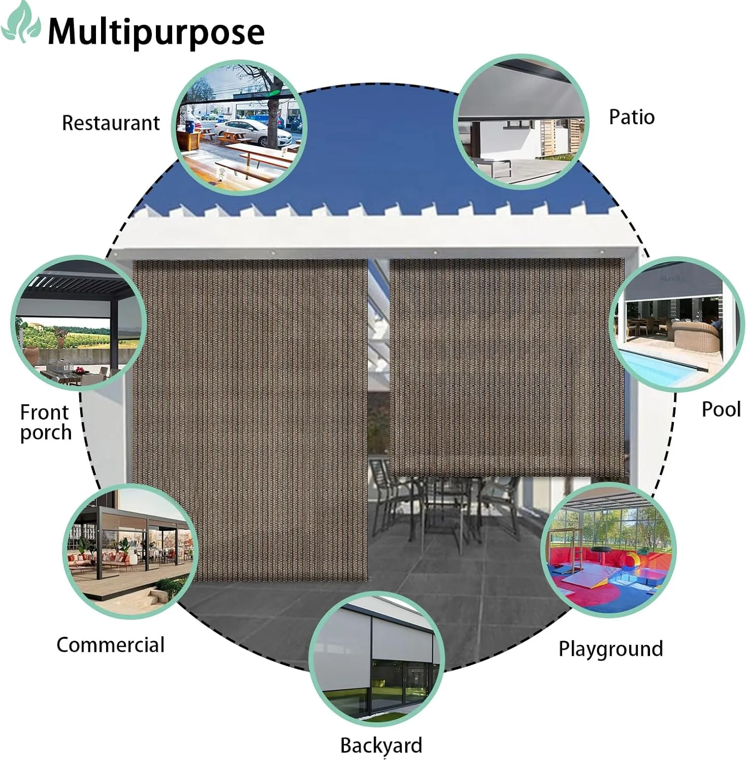 Patio Shades Roll Up Outdoor Exterior Roll Up Blinds for Patio Yard Deck Porch Balcony Backyard 8' W X 6' L Brown