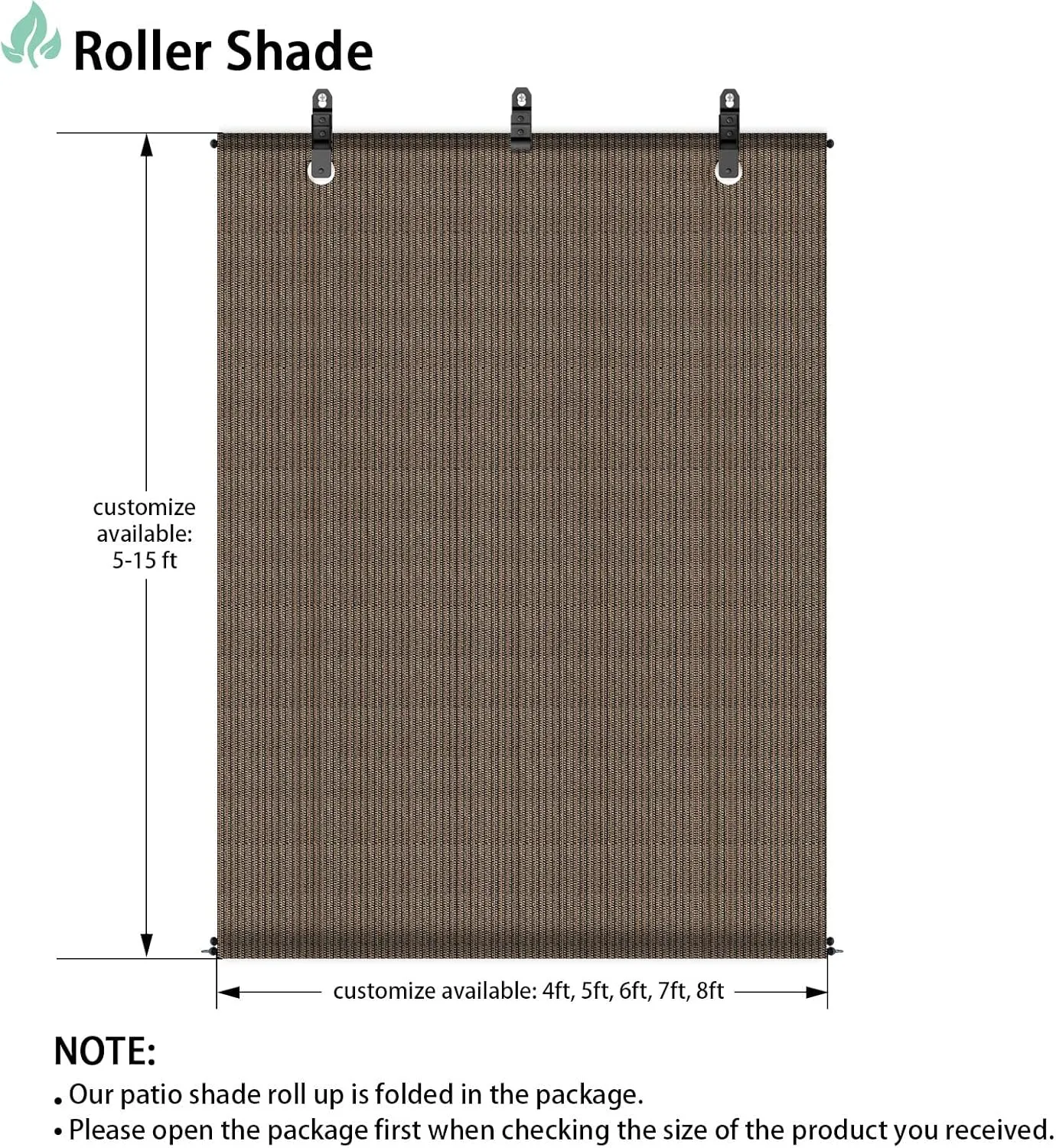 Patio Shades Roll Up Outdoor Exterior Roll Up Blinds for Patio Yard Deck Porch Balcony Backyard 8' W X 6' L Brown
