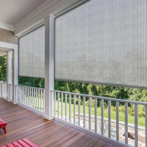 Patio Shades Roll Up Outdoor Exterior Roller Shades Roll Up Blinds for Patio Yard Deck Porch Balcony Backyard 7' W X 6' L Light Grey