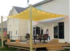 Patio Sun Shade Sail Canopy, 6' x 10' Rectangle Shade Cloth UV Block Sunshade Fabric - Outdoor Cover Awning Shelter for Pergola Backyard Garden Yard (Sand Color)