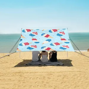 Patriotic Ice Cream Beach Camping Tent Sun Shelter for Whole Family, Beach Shade Canopy with UPF50  UV Protection,Easy Set Up and Carry,Outdoor Shade for Trips, Fishing, Backyard Fun Picnics