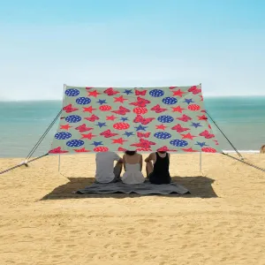 Pattern for 4th Of July Beach Camping Tent Sun Shelter for Whole Family, American Independence Day Beach Shade Canopy with UPF50  UV Protection,Easy Set Up and Carry,Outdoor Shade for Trips, Fis