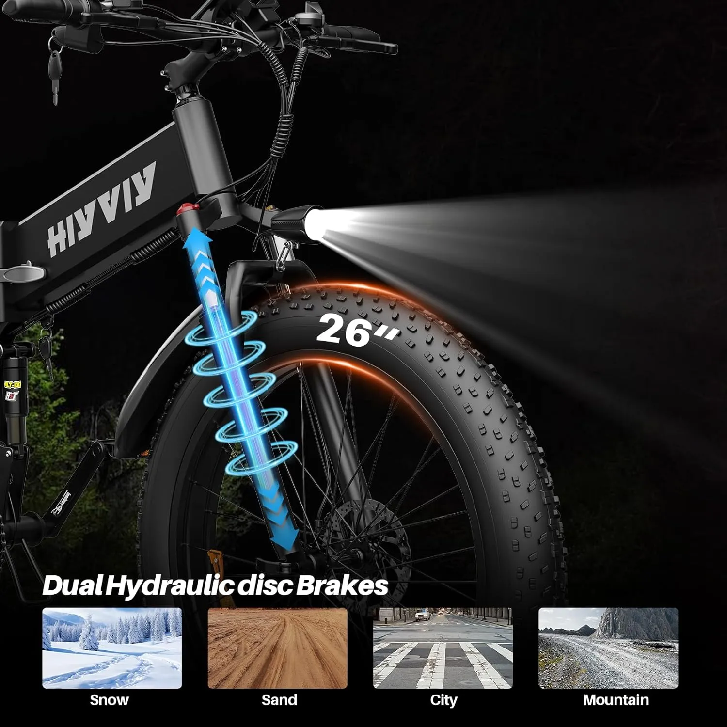 Peak 2250W Full Suspension Folding Electric Bike for Adults, 26" Fat Tire Mountain Electric Bicycle, Equipped with 48V 15.6 AH Battery, for speeds of up to 35 MPH & Range of 30-45 Miles
